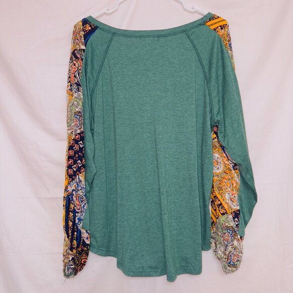 Amazon Branded Green Paisley Print Sleeve Pullover Top women's size large - Picture 7 of 7